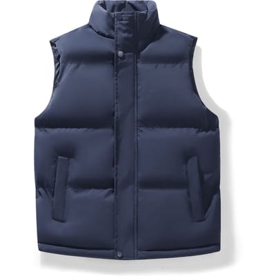 Gilet Homme Tendance Automne et Hiver Gilet à Col Montant Gilet Thermique Couleur Unie Simple Veste Sport Décontractée 5XL black