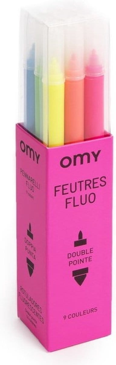 OMY Stiften - 9 felle en neonkleuren met dubbele punt - Vanaf 3 jaar