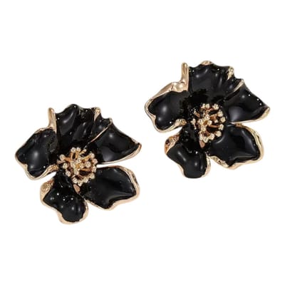 Flower Bloem Oorbellen - Zwart | 2,7 x 2,5 cm | Bijoux/Legering | Fashion Favorite
