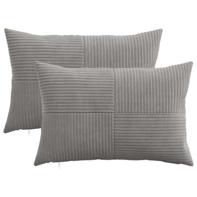 vidaXL - Kussensloop - 2 - pcs - ALMELO - Lichtgrijs - 50 - x - 75 - cm - corduroy