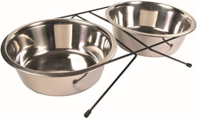 Hondenvoerbak Set met Standaard - 2 RVS Anti-Slip Voerbakken 2.8L