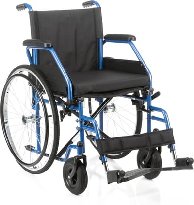 Opvouwbare rolstoel Plaza PL1 - Zitbreedte 50 cm - Met lekvrije PU banden - Inclusief gratis rolstoel zitkussen - Blauw