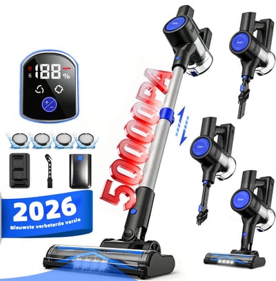 Grenintol S5P - Steelstofzuiger Draadloos - Draadloze Stofzuiger - 50000Pa - 2200mAh - LED Licht-Blauw - Voor Tapijten en Harde Vloer - Geschiktvoor Dierenharen