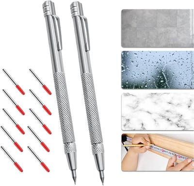 Markeerpen Set - Metaal Potlood - Tegels Graveren - Slijtvaste Legering - 2 Stuks - Zwart