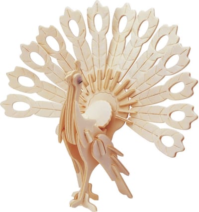 Houten dieren 3D puzzel Pauw - 23 cm - Speelgoed bouwpakket - Kinderen - Vogels