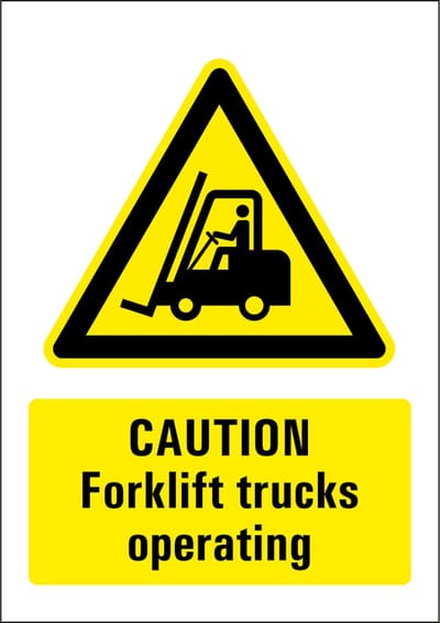 Caution fork lifts operating sticker 210 x 297 mm