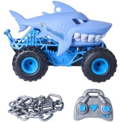 Monster Jam - Chomping Megalodon RC Truck - Bestuurbare Monstertruck 1:15 - Met 3 Actiemodi, Wheelies, Spins, Ketting en Afstandsbediening - Kinderspeelgoed 4+ Jaar