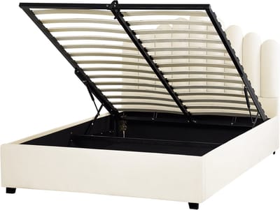 VINCENNES - Bed met opbergruimte - Wit - 140 x 200 cm - Fluweel