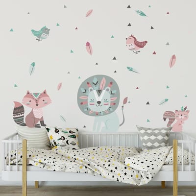 Muurstickers - Leeuw, stamhoofd - Zelfklevende stickers - 105x80cm