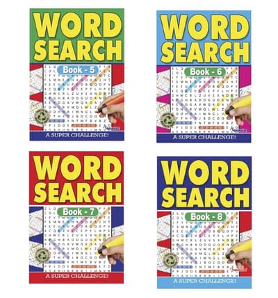 Dailygoods- Woordzoekpuzzel Mega Grote Print A4 - Set van 4 - Unieke Ontwerpen - Puzzels voor Volwassenen - Stimulerende Activiteit - Toegankelijk en Leesbaar - Puzzelboek