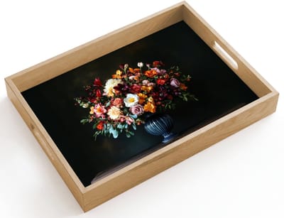 Dienblad hout 40x30 cm - Schootdienblad - Groot - Bloemen - Vaas - Boeket - Borrelplank rechthoek - Plateau dienbladen