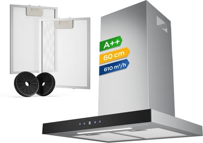 Heinrich’s HDU 7631 IX 60cm Afzuigkap inox - inclusief set koolstoffilters – 610m3 - energieklasse A++