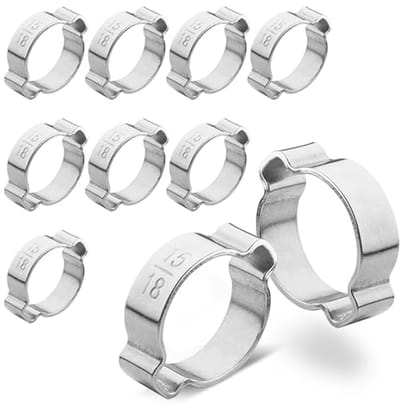 10 Stuks Dubbele Oor Klemmen 15-18mm - RVS Slangklemmen