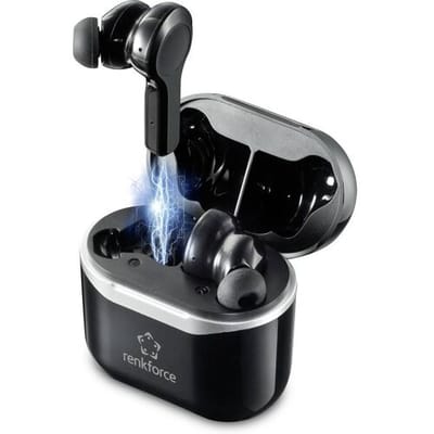 Renkforce RF-NCE-500 In Ear oordopjes Bluetooth Zwart Noise Cancelling Headset, Volumeregeling