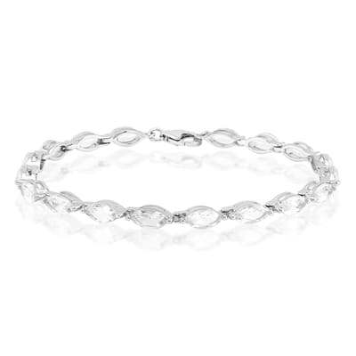 Cavill - Zilveren armband 925 sterling zilver gerhodineerd - 18 Marquise geslepen witte topaas uit Nigeria 10,028 ct - Elegante armband dames 19 cm