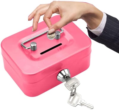 Cosensi - Dailygoody - Geldcassette - Lockbaar - Veilig en Draagbaar - Roze - Voor Geld en Waardevolle Spullen - Compact en Handzaam - Geschikt voor Thuis en Re...