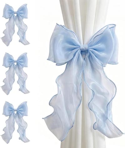 Gordijn strik - Decoratieve band - Raamdecoratie - Zonder boren - 4 stuks - Blauw