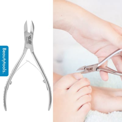 BeautyTools Professionele Nagelknipper -  Nageltang voor (Harde) Teennagels en Kalknagels - Pedicure / Manicure tang - Gebogen Snijvlak 18 mm - INOX (NN-0096)