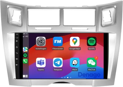 CarPlay autoradio geschikt voor Toyota Yaris | 2005 t/m 2012 | Zilver frame | Android 13 | 9 inch | Draadloos Apple CarPlay & Android Auto | 2GB + 32GB | QuadCore processor | Denago DNG-A289 | 2025 model | Bluetooth & Wifi