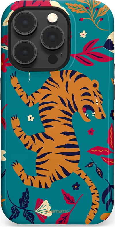 Casetastic Hoesje Geschikt voor Apple iPhone 15 Pro Magsafe - Stijlvolle Beschermende Duo-layer Case - Gouden brul