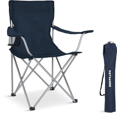 TRVLMORE Campingstoel - Opvouwbaar - 120KG Draagvermogen - Incl. Draagtas - Klapstoel - Visstoel - Kampeerstoel - Vouwstoel - Blauw
