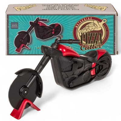 Dailygoods- Pizzasnijder motorfiets - roestvrijstalen wiel - ergonomische handgreep - pizzaroller met standaard - trendy design - afmetingen ca. 22 x 10 cm