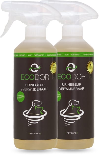 Urinegeur verwijderaar hond - Ecodor UF2000 4Pets - 2 x 500 ml - Enzymreiniger voor hondenurine en kattenurine - Verwijdert urinegeur uit tapijt, gras, bank en vloer