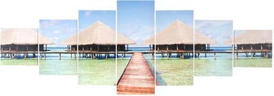 Canvas foto T375, spieraam voor wandfoto's kunstdruk, 7-delig 140x50cm ~ Strand