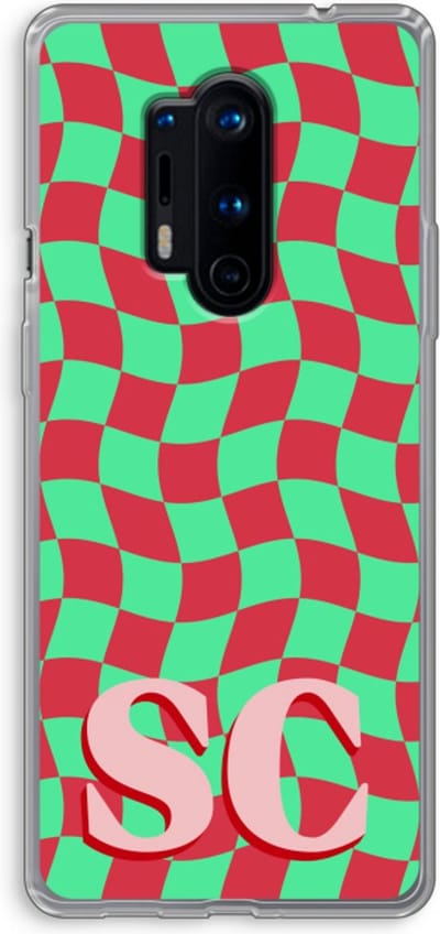 Gepersonaliseerd - Case Company® - Hoesje geschikt voor OnePlus 8 Pro hoesje - Grid Monogram - Soft Cover Telefoonhoesje - Bescherming aan alle Kanten en Schermrand