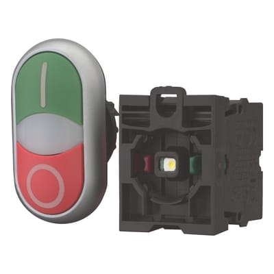Eaton 216509 M22-DDL-GR-X1/X0/K11/230-W Dubbele drukknop 1x uit/(aan) Moment Wit (b x h) 29.7 mm x 54.7 mm IP66 1 stuk(s) Piece