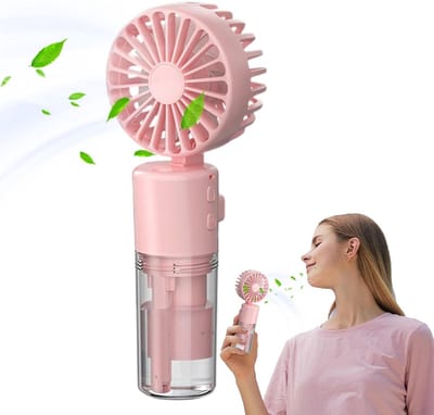 Draagbare ventilator met watermist, draagbare nevelventilator - Oplaadbare waternevelsprayventilator - Opvouwbare draagbare zomerbenodigdheden met ergonomische handgreep