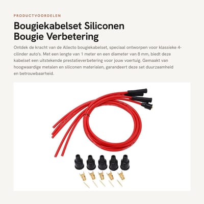 Dailygoods- Bougiekabelset 1m - Siliconen/Metaal - 4 Cilinder Auto's - Hoge Efficiëntie - Duurzaam - Verbeterde Motorefficiëntie - Ontstekingsdraad