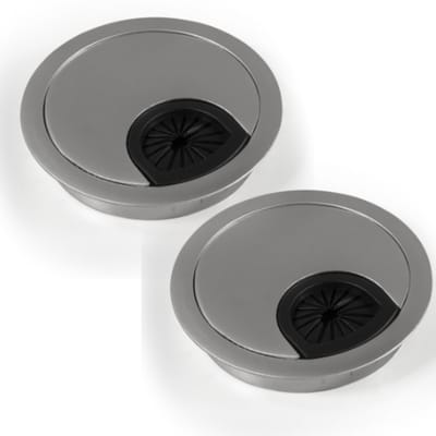 kabeldoorvoer bureau - Kabeldoorvoer McPower ''WB-02'' - Kabelgat gemaakt van kunststof Ø70mm - Set van 2 - Zilver