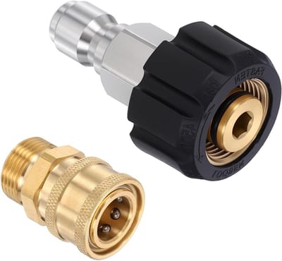 Hogedrukreiniger Adapter - Slang Koppeling - Schoonmaak Werkzaamheden - Messing Draaibaar - M22 naar 3/8 - Geel
