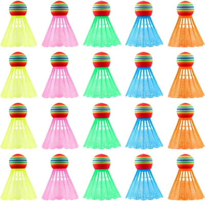 20 Pieces Shuttlecock Plastic Colored Badminton Balls, Outdoor Spring Balls, Multicoloured Shuttlecock for Indoor and Outdoor Sports, Competition, Movement, Training, Games, Entertainment