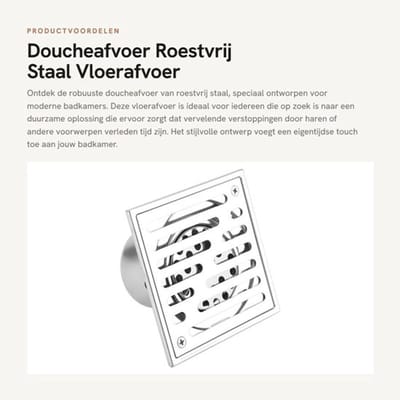Doucheafvoer Roestvrij Staal 110x110mm - Douche Afvoer - Haarvanger - Vloerafvoer - Duurzaam - Snelle Waterstroom
