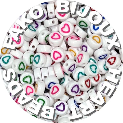 Fako Bijoux® - Letterkralen Rond- Hartjes Kralen - Acryl - Sieraden Maken - 7mm - 250 Stuks - Regenboog Open