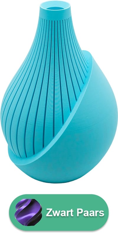 Elodie moderne vaas – Decoratieve vaas - Zwart / Paars - 3d geprinte vaas – geschikt voor droogbloemen - 20CM