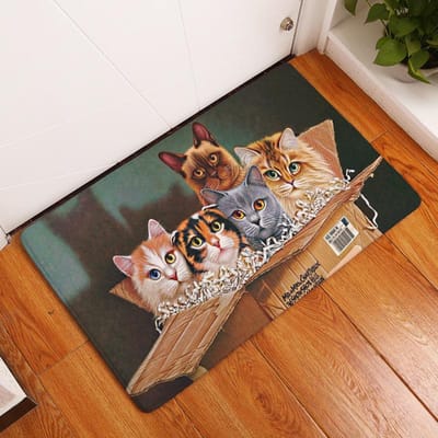 Retro Cartoon Kat Patroon Entree Deurmat Leuke Katten Antislip Badkamer Tapijt Woondecoratie Keuken Vloermat Tapijten voor Slaapkamer 40x60cm