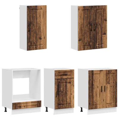 vidaXL - Keukenblok - PORTO - 5 - st - Oud - hout - Bewerkt - hout