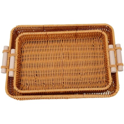 2 pièces Paniers Tissés   Rotin   Paniers de Rangement pour Cuisine Salon Chambre à Coucher