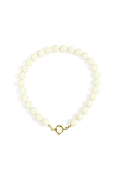 Big Beady Babe Charm Ketting | Créme | RVS & Acryl | Kralen Ketting