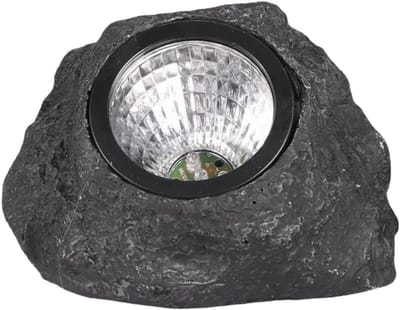 ANMI® Solar Tuinsteen Lamp - Realistische Rotslook - IP66 Waterdicht - Automatisch Aan Uit - 15 x 15 x 12 cm - Voor Tuin Pad Terras en Oprit - Zwart