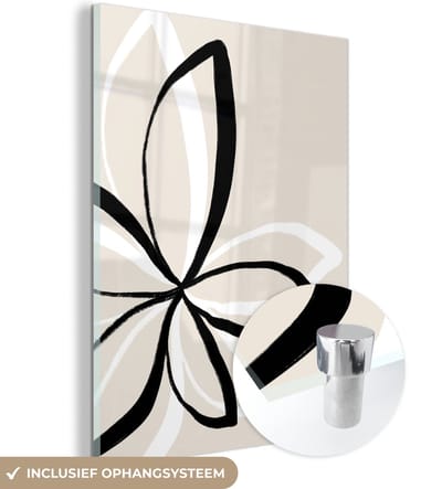 MuchoWow® Glasschilderij 120x160 cm - Schilderij acrylglas - Bloemen - Abstract - Minimalisme - Foto op glas - Schilderijen