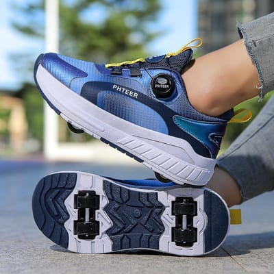 Chaussures à roulettes à quatre roues pour enfants, patins à roulettes à double usage pour garçons et filles, patins à roulettes à double rangée pour adultes 38