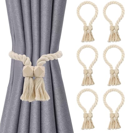 Magnetische Gordijnhouders - Gordijn Binders - Raamdecoratie Fixeren - Zonder Boren - 6 Stuks - Beige