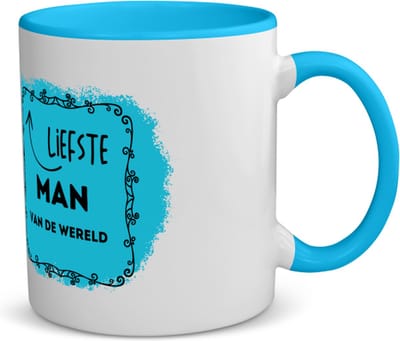 Akyol - liefste man van de wereld koffiemok - theemok - blauw - Vriend/vriendin - de liefste man - valentijnsdag - verjaardag - cadeautje voor vriendje - kado - geschenk - 350 ML inhoud