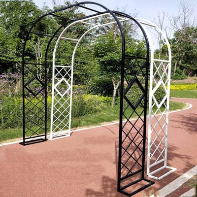 Metalen Tuinboog - Rozenboog Trellis - Tuin Decoratie - Stevige Staalstructuur - Tot 340 cm Breed - Wit