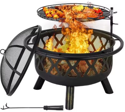 BBQ Vuurkorf Valora met vonkenscherm - 76CM - Voor buiten - Vuurschaal - Tuinhaard - Sfeerhaard