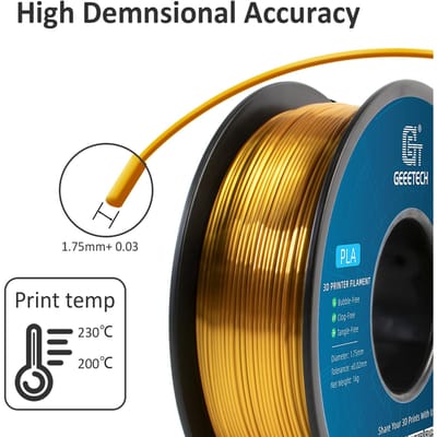 Geeetech Imprimante 3D Filament PLA Soie Bobine de 1KG 1,75mm Filament PLA Soie Matériau d'Impression 3D Dégradable Éco